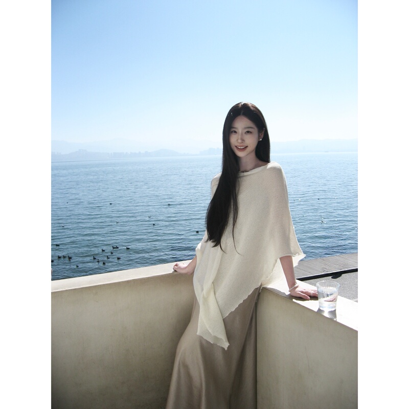 W51【Weaving Shadow】Shawl-Style Elegant and Relaxed Knitted Sun Protection Cover-Up, Spring and Summer Style, Lightweight and Breathable W51【Weaving Shadow】Shawl-Style Elegant and Relaxed Knitted Sun Protection Cover-Up, Spring and Summer Style, Lightweight and Breathable