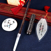 Кисть для письма, комплект, деревянная коробка, чернильная подушечка