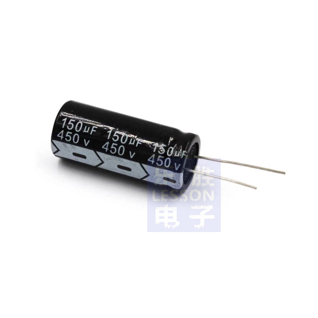 Electrolytic capacitor 450V 150uF volume 18 * 40mm straight plug quality aluminum electrolytic capacitor