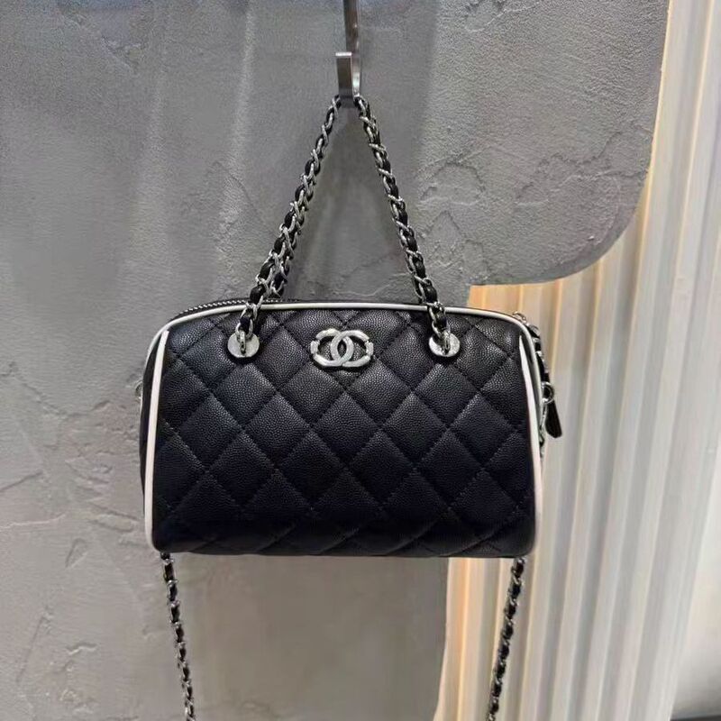 Tweed Style Bag Quilted Chain Pillow Crossbody Handbag Women's Boston Bag Bowling Bag