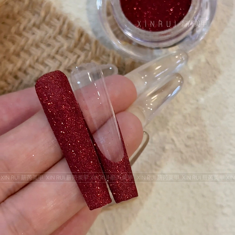 New Year's Red Sparkling Glitter Powder for Nail Salons, Special Sparkling Red Material Powder for Nail Salons, Wine Red