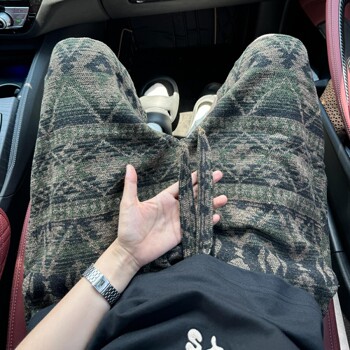 Knitted Ethnic Style Floral Shorts for Men, Summer Niche Design Oversized Pants, Cool Casual Five-Point Shorts