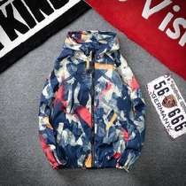 Camouflage clothing mens spring and autumn winter fat Tide brand plus velvet thickened jacket Ruffian handsome Japanese retro personality jacket