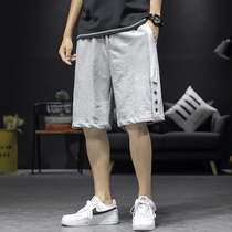 Gray sports polo shorts mens loose size five-point guard pants breasted pants outside wear Tide brand Joker fat middle pants