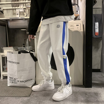 Klein Blue Athletic Pants Men 2022 Summer Weins Port Fashion Cards Loose and Handsome White Bunch of White Buns Pants