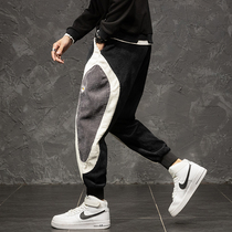 Corduroy pants mens loose fat big size casual pants spring and autumn 2021 Tide brand thick leg beam feet micro cone Haren pants