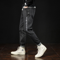 Jeans mens Tide brand straight fat pants mens loose straight Korean version of the Tide brand handsome autumn black trousers men