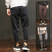 Corduroy pants men Korean version of the trend Joker plus size straight loose autumn casual trousers Harlan radish pants