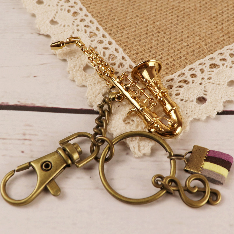 Saxophone Trumpet French Horn Trombone Keychain Bag Pendant Couple Men and Women Creative Decoration Christmas Gift