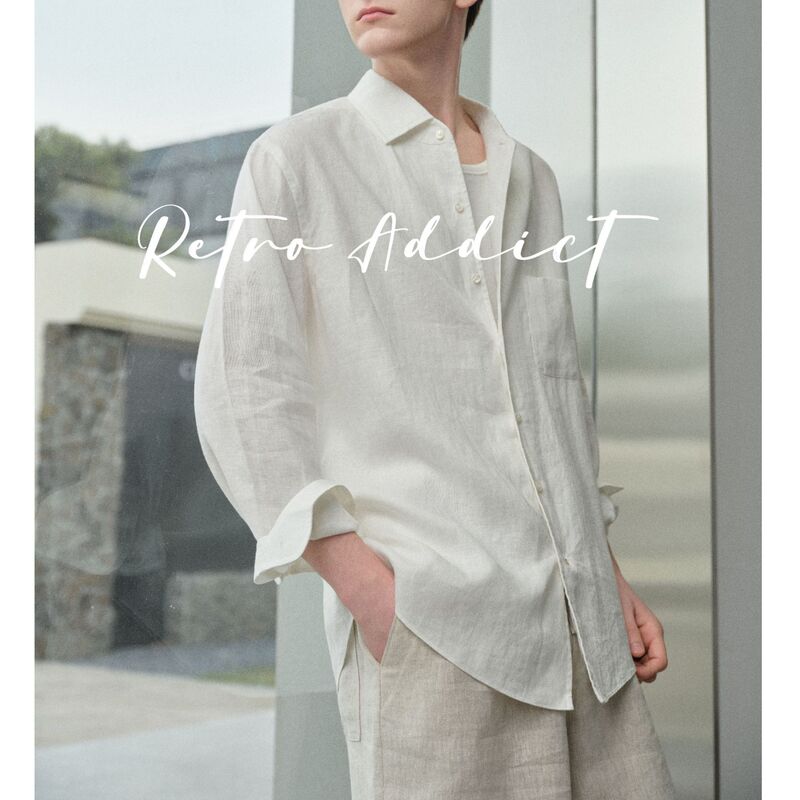 Retro Addict “Vacation Vibe” L.P Style 100% Rain Dew Linen Relaxed New Rich Old Money Long-Sleeve Shirt