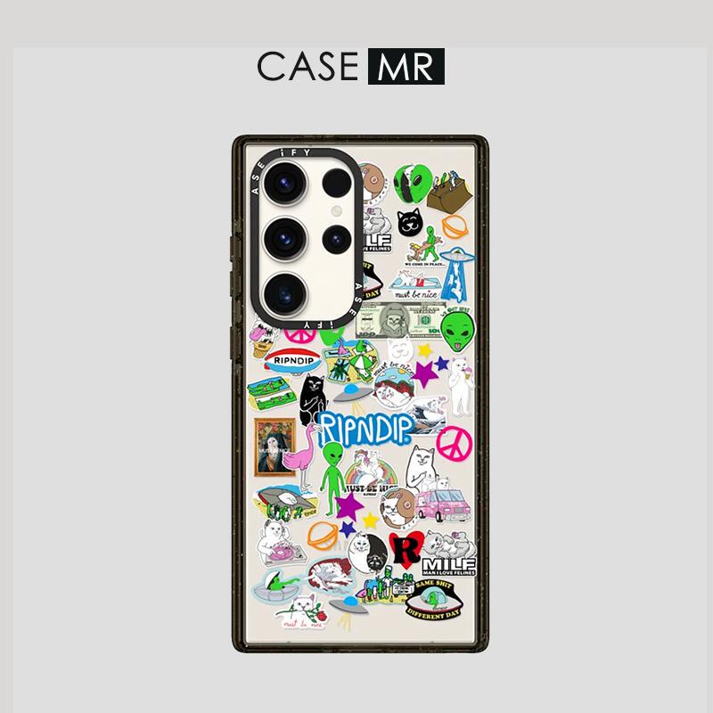 New Ripndip Middle Finger Cat Cartoon Suitable for Samsung Galaxy S25 Ultra Acrylic Samsung S24 Ultra Trendy Men's S23 Plus+ Anti-Drop Protective Case