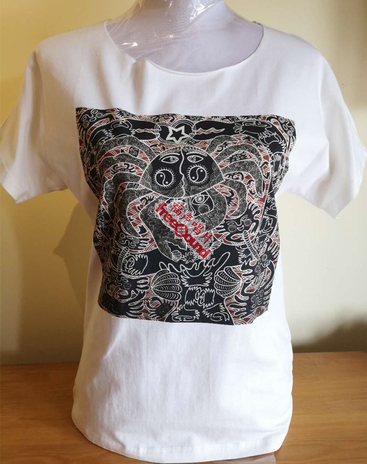 Independent designer brand Yongqing Yongzhi illustration series T-shirt tie-dye crab Lycra plus cotton Chinese style