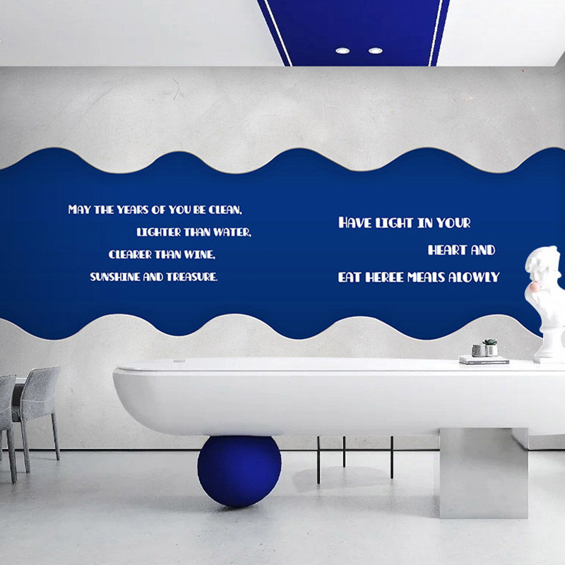 Industrial style gray cement wall integrated wall panel light luxury blue coffee dining room siding panel cold wind gusset wall