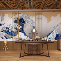 Japanese Restaurant Furnishing Background Buckle Board Wave Floating World Painting Wall Wall Day Style House Sushi Shop Integrated Wall Board