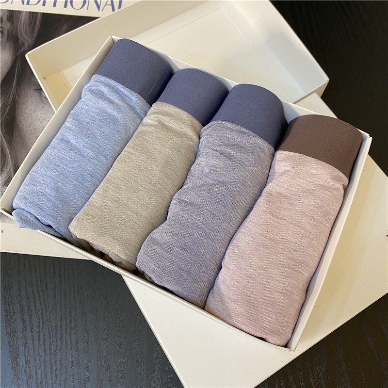 Wearing It Is as Comfortable as Not Wearing It! Tian Natural Fiber! Breathable and Comfortable, Color-Blocked Edges, Men's Seamless Underwear for Winter