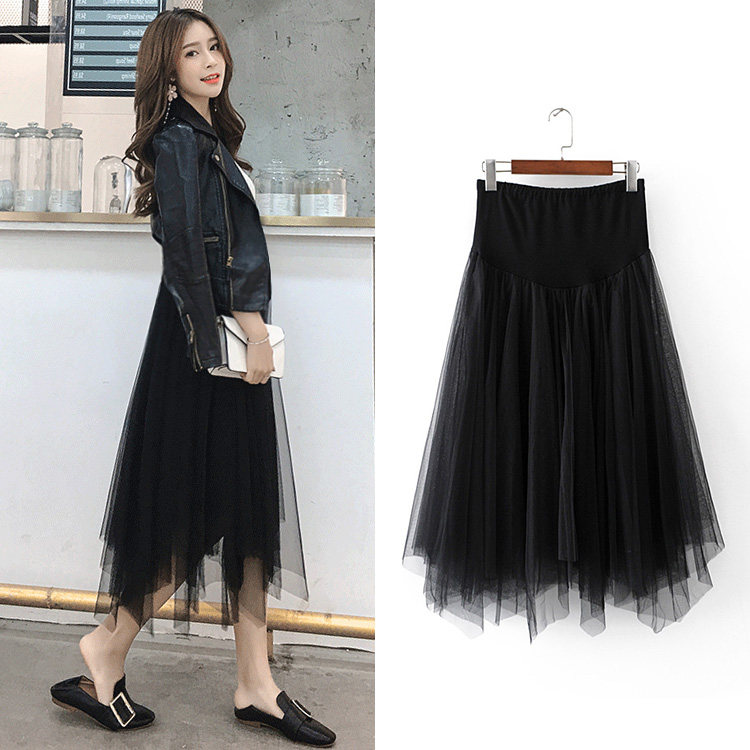 Maternity dress summer new skirt mesh Korean fashion spring and autumn dress base large size loose long dress