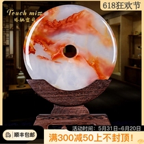 TOUCH MISS Red Flower Jade Peace Button Ornament Living Room Office Entrance Decoration Study Housewarming Gift