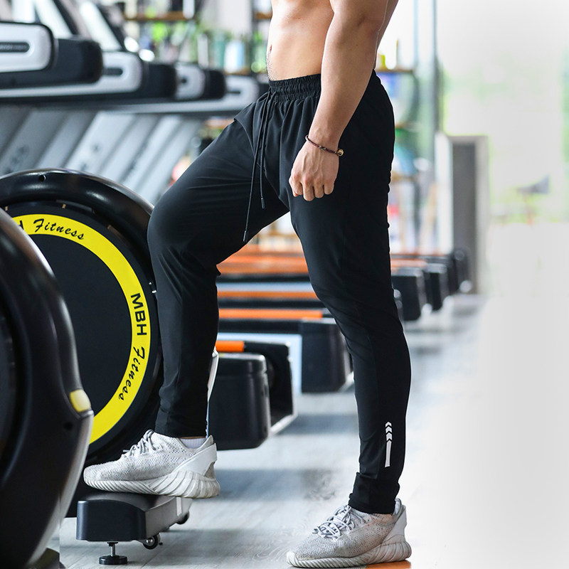 Summer sports pants men's thin section quick-drying elastic small feet self-cultivation muscle training breathable running can squat fitness pants