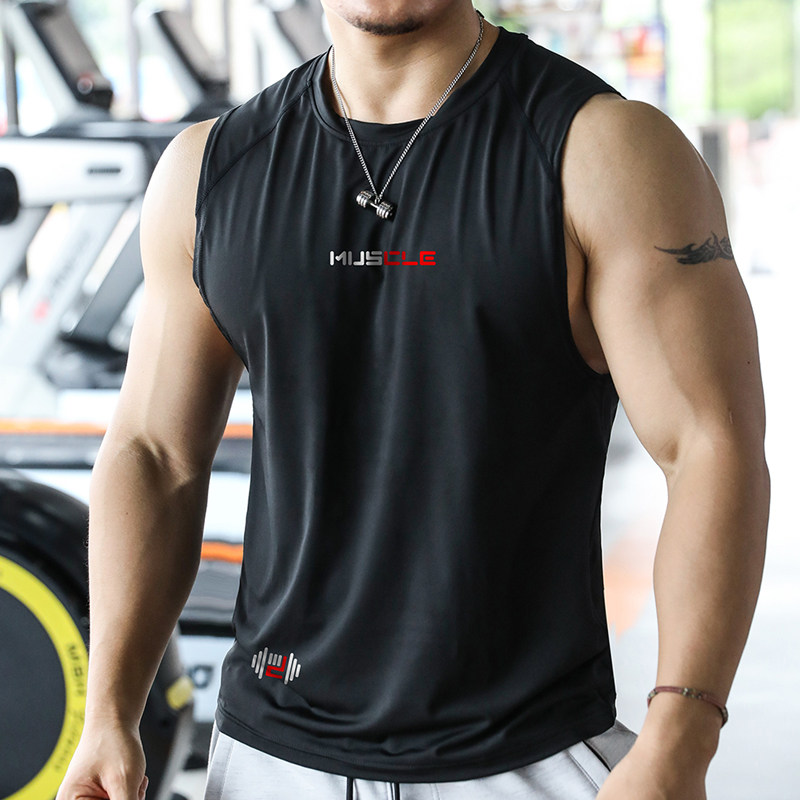 Fitness coach work clothes custom sleeveless sports T-shirt vest quick-drying muscle vest men's training running top