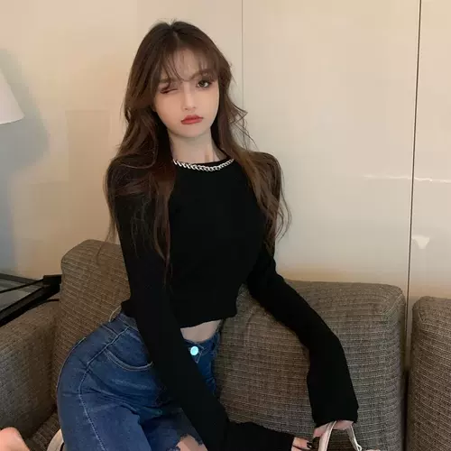 Демисезонный короткий трикотажный приятный телу приталенный лонгслив, 2020