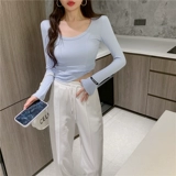 Короткий лонгслив, футболка, универсальный комплект, высокая талия