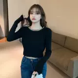 Демисезонный короткий трикотажный приятный телу приталенный лонгслив, 2020