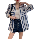 Синяя длинная сексуальная рубашка, 2021 года, средней длины, защита от солнца, свободный крой