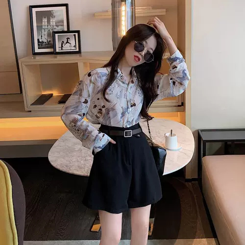 Универсальная шифоновая рубашка, универсальный ремень, штаны, комплект, 2020, в западном стиле, защита от солнца, высокая талия, по фигуре