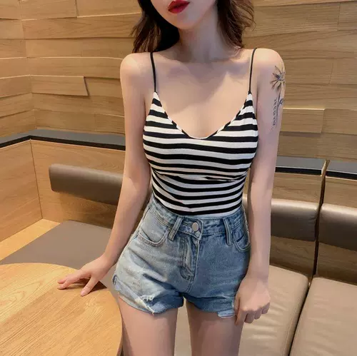 Свежая базовая приятная телу брендовая майка топ, в корейском стиле, красивая спина, V-образный вырез, популярно в интернете