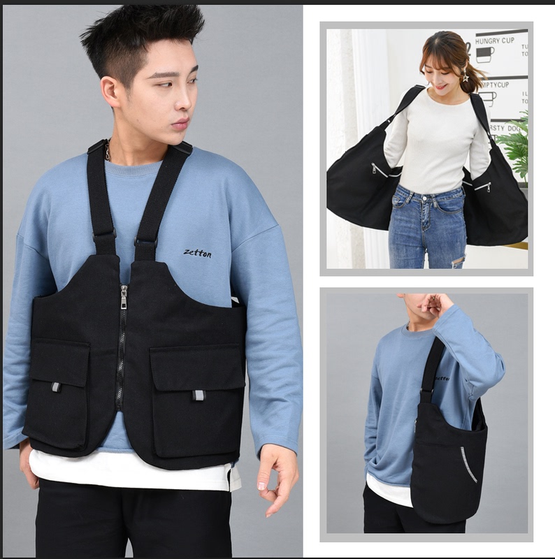 Trendy and Unique Lightweight Multi-Purpose Vest Bag in an Instagram-Style Workwear Design, Suitable for Both Men and Women, Versatile as a Shoulder or Crossbody Bag