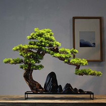 New Chinese style simulation welcome pine light luxury decoration Home living room entrance Bogu rack jewelry model room soft green plant