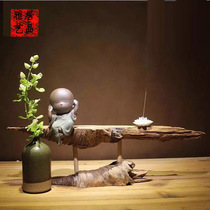 New Chinese style Zen little monk solid wood ornaments Living room Bogu rack Entrance TV cabinet Creative soft decoration home accessories