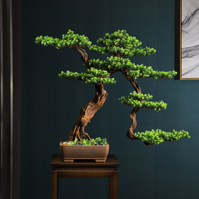 Simulation welcome pine bonsai living room porch hotel large-scale landscaping green plant ornaments model room creative soft decorations