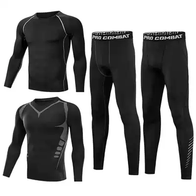 Sports suit men's autumn and winter running basketball football gym quick-drying clothes training Winter tight-fitting pants