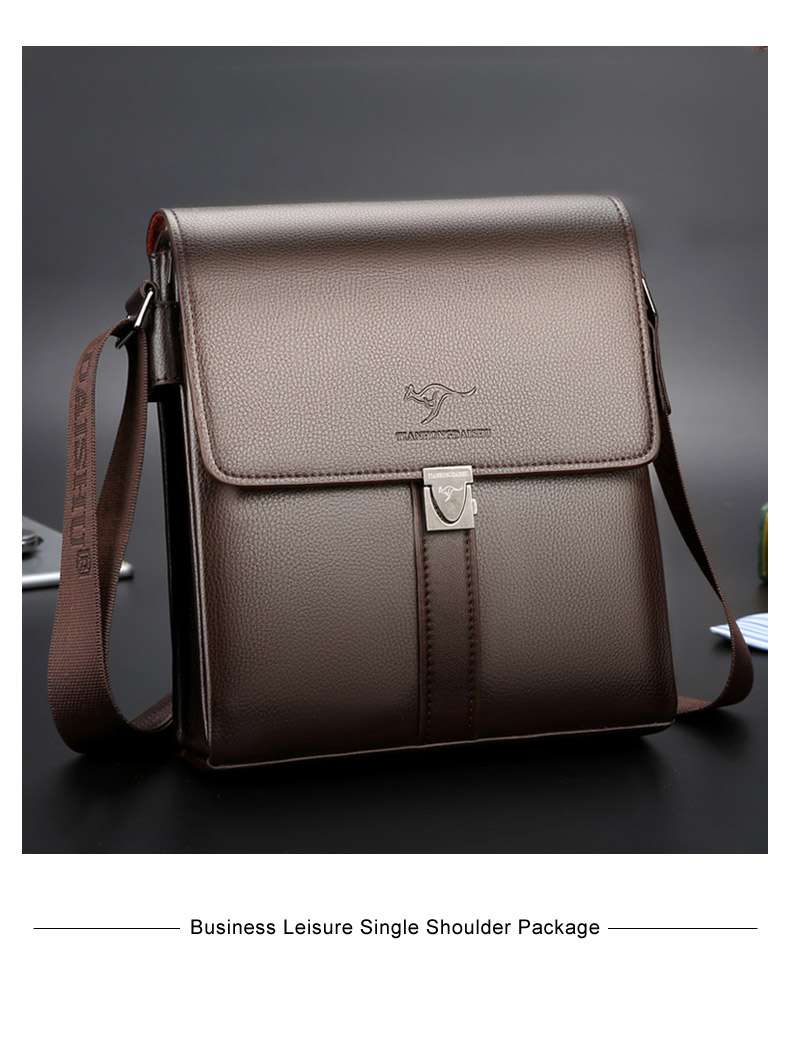 Tianhong Kangaroo Khóa vai Túi da nam Kinh doanh du lịch Túi đeo chéo dọc Túi công suất lớn - Túi của con người túi gucci chính hãng