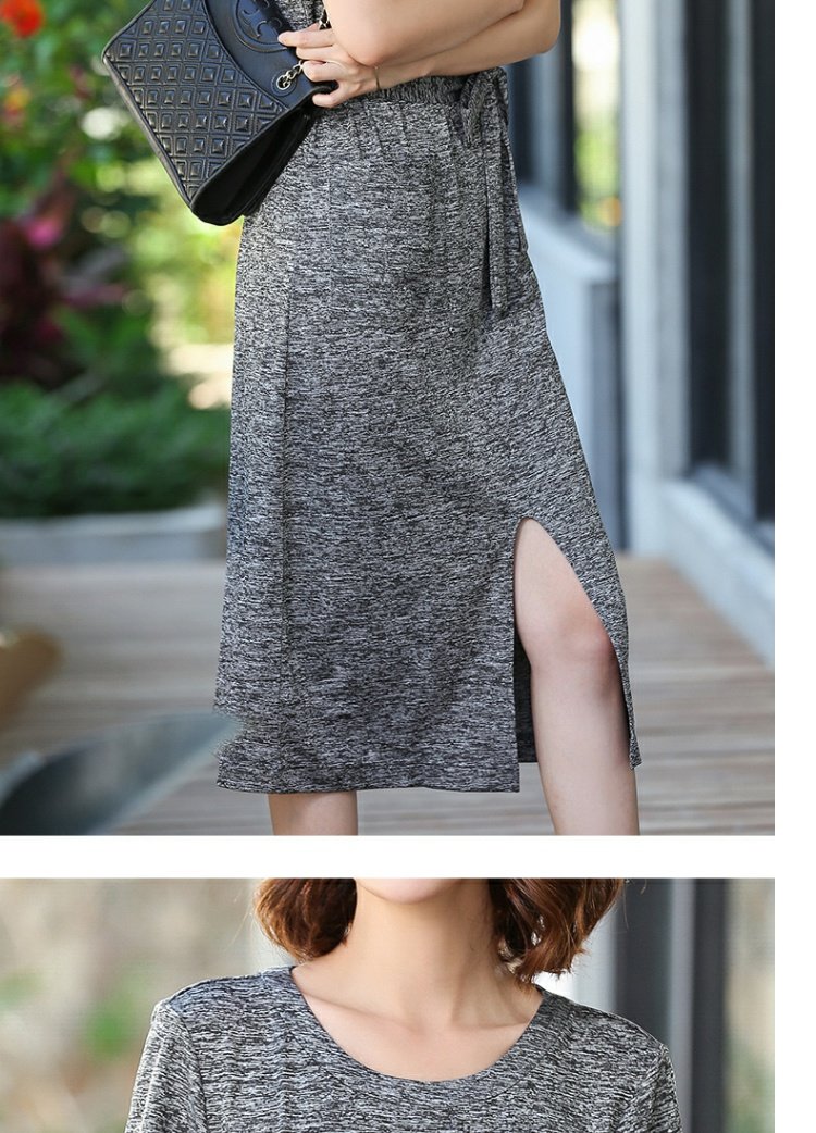 Xuân 2019 mới toanh khí chất của phụ nữ khoe vòng cổ mỏng đơn giản với váy dài màu xám - Sản phẩm HOT đầm dành cho người mập