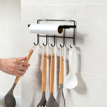 Creative Iron Art Shelf Kitchen Versatile Kitchenware Row-Hook Hook-Free Roll Paper Containing Shelf Towel Rack