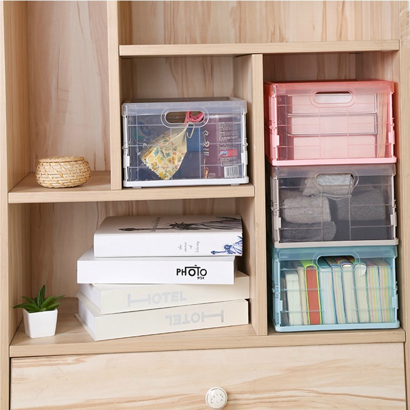 Moving debris sorting box car storage box clothing toy box book box with lid transparent visual folding storage box