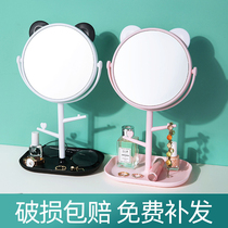 Cat Ear Desktop Single Sided Makeup Mirror Subdresser High Definition Swivel Princess Mirror Dorm Desktop Small Round Mirror Beauty Mirror