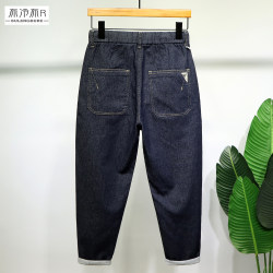 Bulengbure elastic waist drawstring casual jeans ຜູ້ຊາຍ harem pants ພາກຮຽນ spring ແລະດູໃບໄມ້ລົ່ນ elastic ເລັກນ້ອຍ trousers ວ່າງສໍາລັບຕີນຂະຫນາດນ້ອຍ