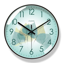 Clocks, Wall Clocks, Living Room 2026 New Model, Household Fashionable Green Leaf Wall Clock, Simple Creative Silent Clock for Wall Hanging