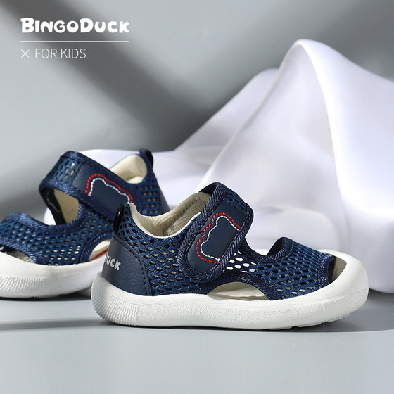 Bingo Duck Baby Sandals Toddler Shoes Men's Summer Soft Sole Anti-Slip 0-1-3 Years Old 2 Female Baby Breathable Fabric Anti-Collision Shoes