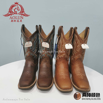 Mid-calf western cowboy boots cowhide riding boots Oren harness equestrian supplies knight equipment western cowboy riding boots