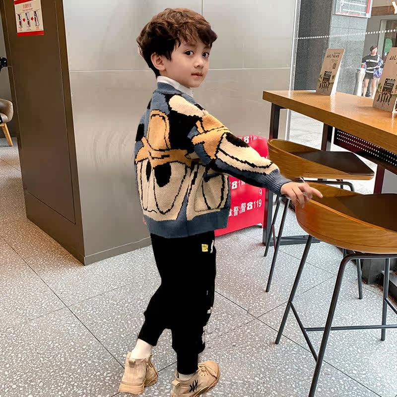 Children's clothes boy's sweater spring and fall dress 2021 new Yanping baby sweater coat children spring and autumn Korean edition tide
