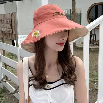 Little Daisy fisherman hat lady summer Joker fashion fisherman sunscreen double-sided summer shade curl edge edge