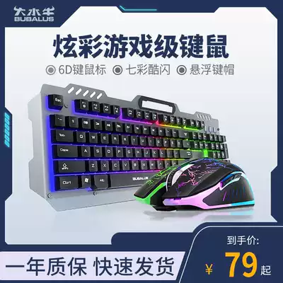 Big buffalo e-sports game wired mechanical keyboard and mouse set Girls Internet cafe office waterproof keyboard and mouse set