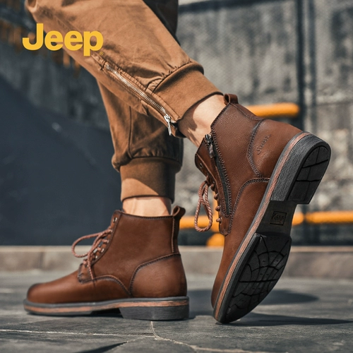 Jeep, Martens, джип, черные универсальные сапоги для отдыха, ботинки, 2021 года, осенний, тренд сезона, из натуральной кожи
