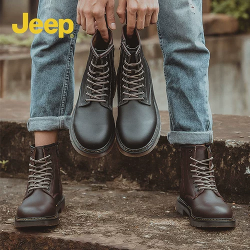 Jeep, Martens, высокая зимняя обувь в английском стиле для отдыха, джип для кожаной обуви, туфли с молнией, из натуральной кожи