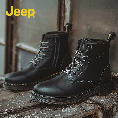 Jeep, Martens, высокая зимняя обувь в английском стиле для отдыха, джип для кожаной обуви, туфли с молнией, из натуральной кожи
