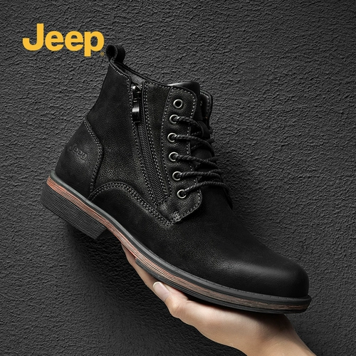 Jeep, Martens, джип, черные универсальные сапоги для отдыха, ботинки, 2021 года, осенний, тренд сезона, из натуральной кожи